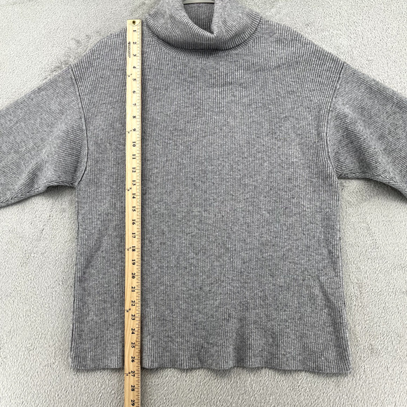 Free People Turtleneck Sweater Women XS Gray Oversize Boxy Boho Dropped Shoulder - Picture 7 of 11